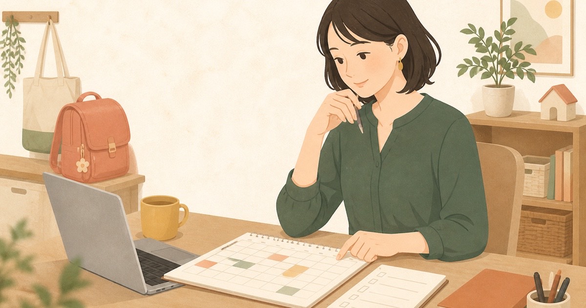 子育て中・子育て後の再就職を計画する女性のイラスト