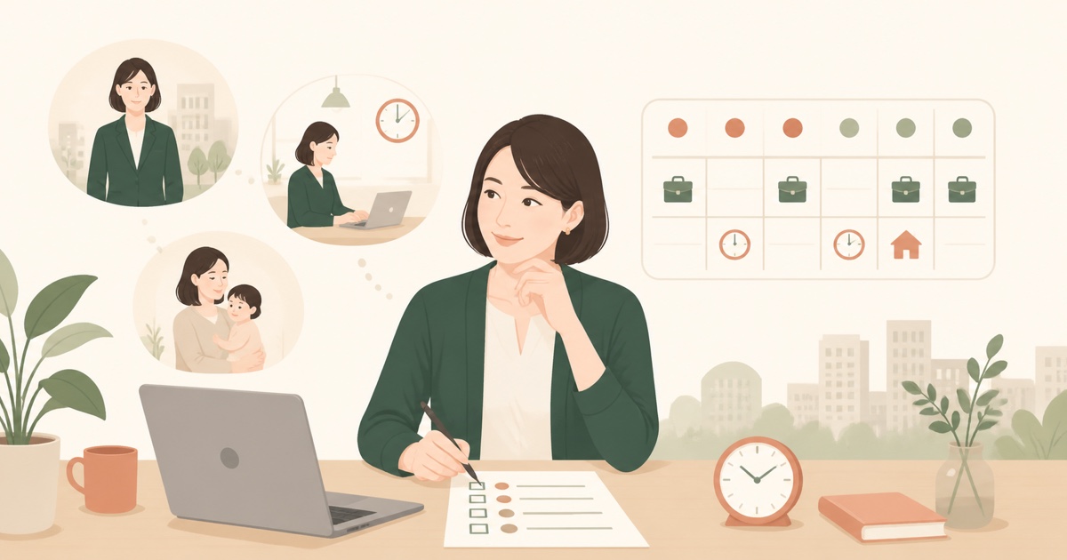時短正社員の勤務条件を比較し、再就職を検討する母親