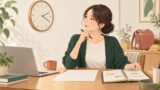 育児中の残業時間と勤務予定を確認する母親
